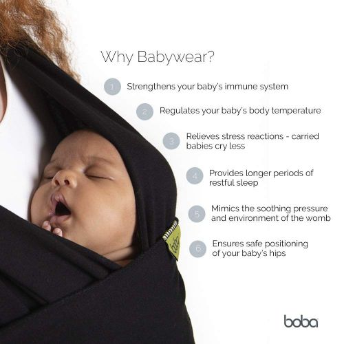  Boba Baby Wrap Carrier, Black - The Original Child and Newborn Sling, Perfect for Infants and Babies Up to 35 lbs (0-36 months)