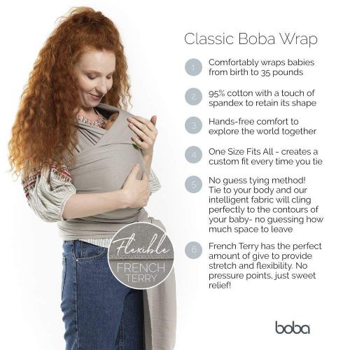  Boba Baby Wrap Carrier, Black - The Original Child and Newborn Sling, Perfect for Infants and Babies Up to 35 lbs (0-36 months)