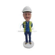 BobbleheadsEtsyShop Custom Bobblehead Construction Worker with Hardhat, Construction Worker Custom Bobblehead, Construction Site Manager Custom Bobblehead