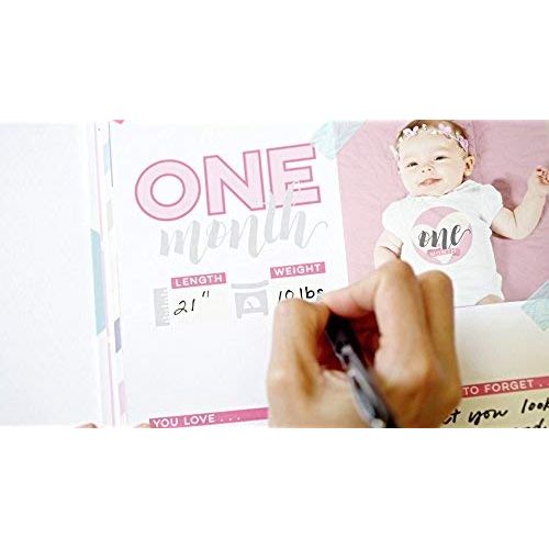  [아마존베스트]Bobee Baby Journal Memory Book Girl Baby’s Journey First 5 Years Pregnancy and Birth Story, Footprints, Months 1-12, Birthdays 1-5, First Day of School, Special Memories