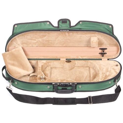  Bobelock Half Moon Puffy 1047P 4/4 Violin Case with Green Exterior and Tan Velour Interior