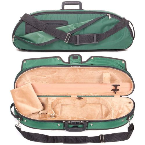  Bobelock Half Moon Puffy 1047P 4/4 Violin Case with Green Exterior and Tan Velour Interior