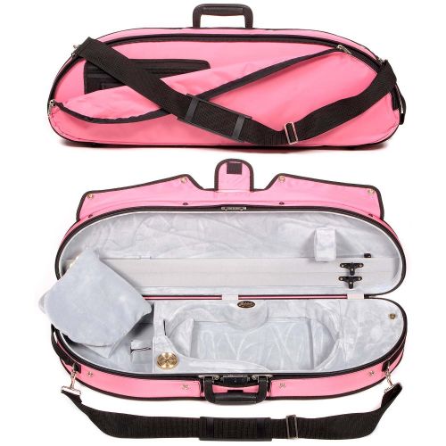  Bobelock Half Moon Puffy 1047P 4/4 Violin Case with Pink Exterior and Grey Interior