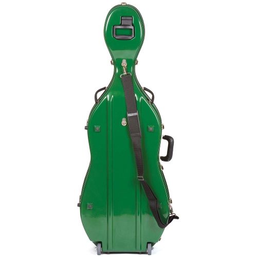  Bobelock 2000W Fiberglass Green/Tan 4/4 Cello Case with Wheels