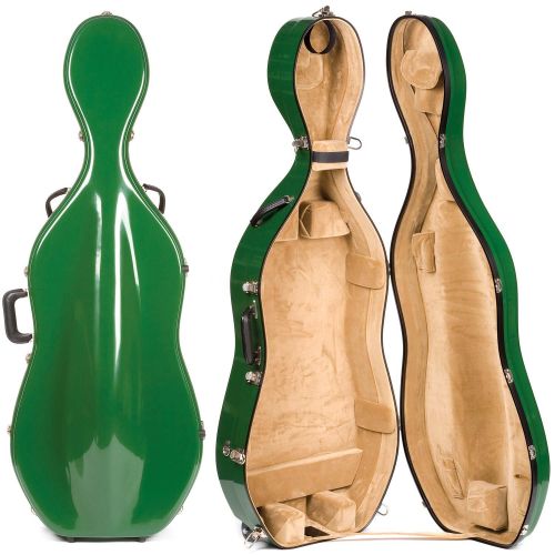  Bobelock 2000W Fiberglass Green/Tan 4/4 Cello Case with Wheels