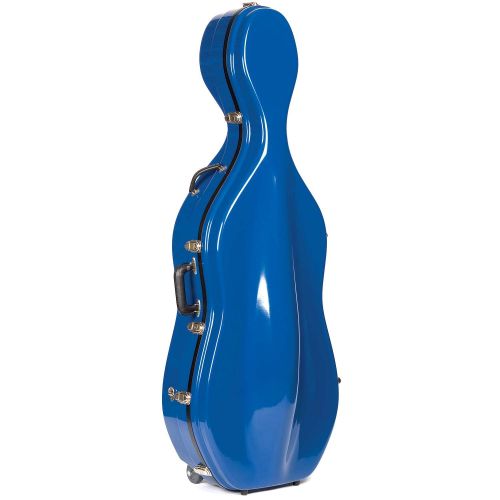  Bobelock 2000W Fiberglass Blue/Gray 4/4 Cello Case with Wheels