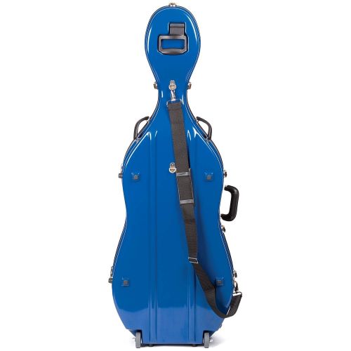  Bobelock 2000W Fiberglass Blue/Gray 4/4 Cello Case with Wheels