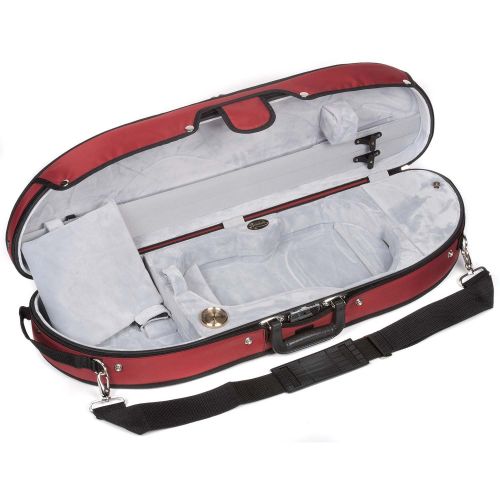  Bobelock Half Moon Puffy 1047P 4/4 Violin Case with Red Exterior and Grey Interior