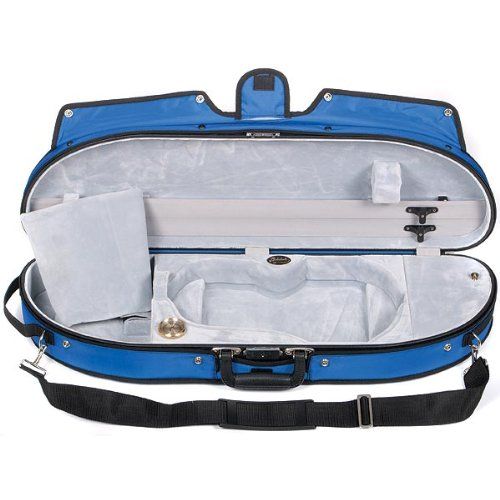  Bobelock Half Moon Puffy 1047P 4/4 Violin Case with Blue Exterior and Grey Velour Interior