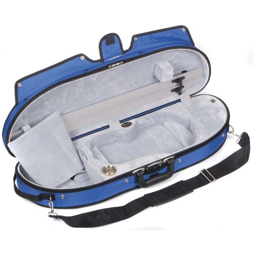  Bobelock Half Moon Puffy 1047P 4/4 Violin Case with Blue Exterior and Grey Velour Interior