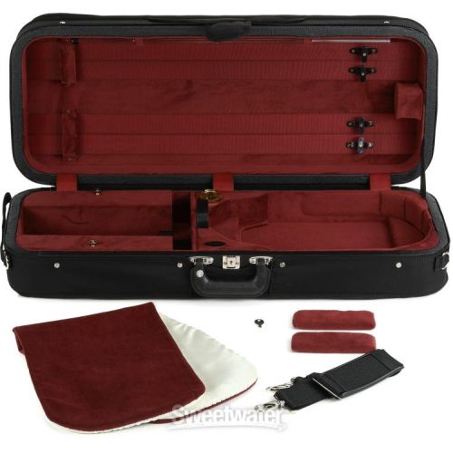  Bobelock B2005 Oblong Wooden Viola Case - Black with Wine Interior