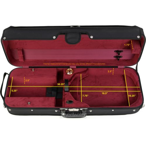  Bobelock B2005 Oblong Wooden Viola Case - Black with Wine Interior