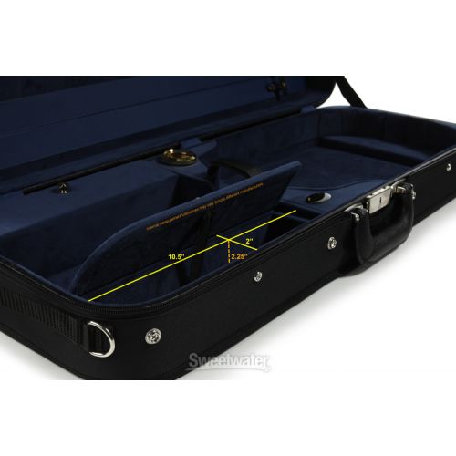  Bobelock B2005 Oblong Wooden Viola Case - Black with Blue Interior