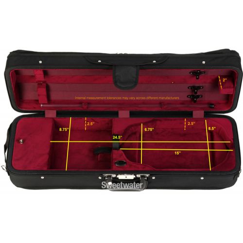  Bobelock B1003 Featherlite 4/4 Violin Case - Black with Wine Interior