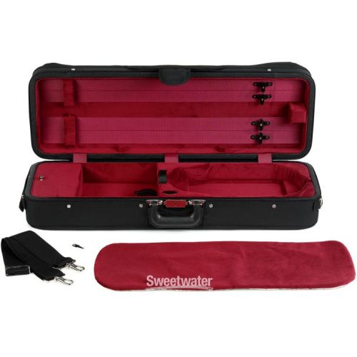  Bobelock B1003 Featherlite 4/4 Violin Case - Black with Wine Interior