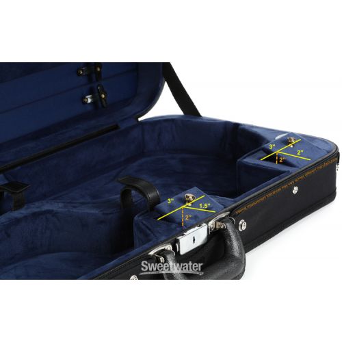  Bobelock B1015 Double 4/4 Violin Case - Black with Blue Interior