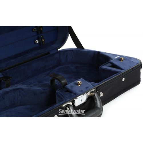  Bobelock B1015 Double 4/4 Violin Case - Black with Blue Interior