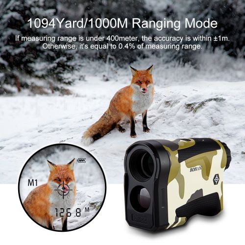  Boblov 1000Yards Hunting Rangefinder Speed Measure Range Finder Telescope 6X Magnification +- 1 M Accuracy Vibration and USB Charge for Hunting Racing Archery Bow