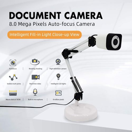  [아마존베스트]Bochani Document Camera for Teachers,8MP Auto-Focus Document Cameras with Tiny LED Supplemental Light for Web Conferencing, Remote Teaching, Offices Live Demo