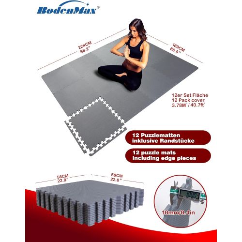  [아마존베스트]BodenMax Protective Mat Set Fitness 6, 12 or 18 Pieces in 58 x 58 cm or 30 x 30 cm in Thickness 10, 20 and 25 mm | Underlay Mats | Fitness Mats for Floor Protection - Sports, Gym,