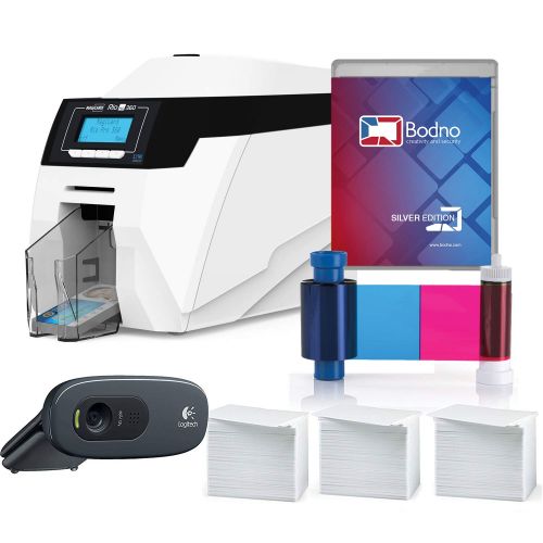  Magicard Rio Pro Dual Sided ID Card Printer & Complete Supplies Package with Bodno Silver Edition ID Software
