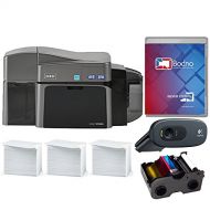 Fargo DTC1250e Dual Sided ID Card Printer & Complete Supplies Package with Silver Edition Bodno ID Software