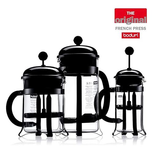  Bodum 34oz Chambord French Press Coffee Maker, High-Heat Borosilicate Glass, Polished Stainless Steel - Made in Portugal