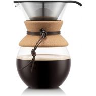 Bodum 34 Oz Pour Over Coffee Maker, High-Heat Borosilicate Glass with Reusable Stainless Steel Filter and Cork Grip - Made in Portugal