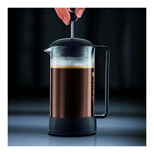  Bodum 34 oz Brazil French Press Coffee Maker, High-Heat Borosilicate Glass, Black - Made in Portugal