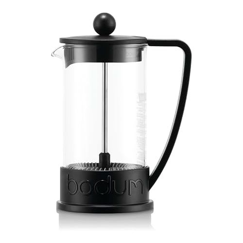  Bodum 12oz Brazil French Press Coffee Maker, High-Heat Borosilicate Glass, Black - Made in Portugal