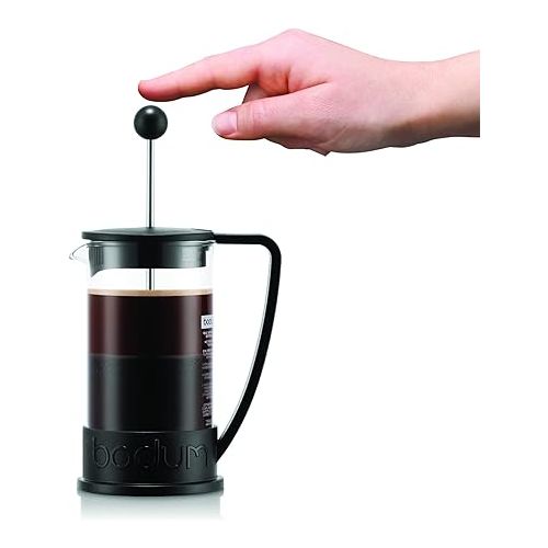  Bodum 12oz Brazil French Press Coffee Maker, High-Heat Borosilicate Glass, Black - Made in Portugal