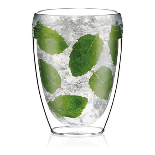  Bodum Pavina Outdoor Shatterproof Double Wall Plastic Tumbler 6-Pack, 12 Ounce, Clear