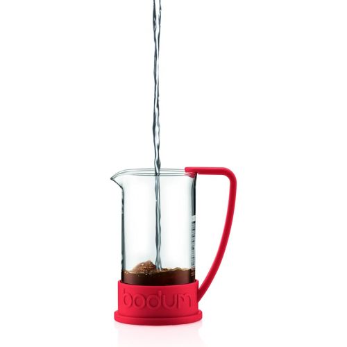  Bodum 34oz Brazil French Press Coffee Maker, High-Heat Borosilicate Glass, Red - Made in Portugal