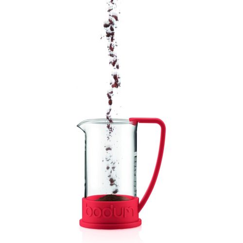  Bodum 34oz Brazil French Press Coffee Maker, High-Heat Borosilicate Glass, Red - Made in Portugal