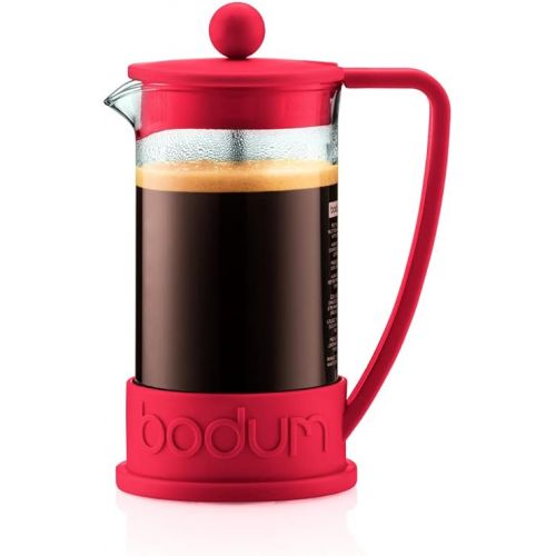  Bodum 34oz Brazil French Press Coffee Maker, High-Heat Borosilicate Glass, Red - Made in Portugal