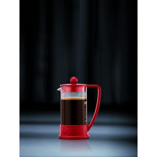  Bodum 34oz Brazil French Press Coffee Maker, High-Heat Borosilicate Glass, Red - Made in Portugal