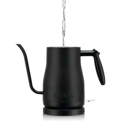  Bodum 34 oz Bistro Gooseneck Electric Water Kettle, Pour Over Coffee & Tea, Stainless Steel, Matte Black