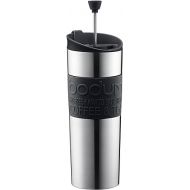 BODUM Travel Vacuum Insulated, Stainless Steel Portable Coffee Maker and Tea Press, 15.0 oz, Black