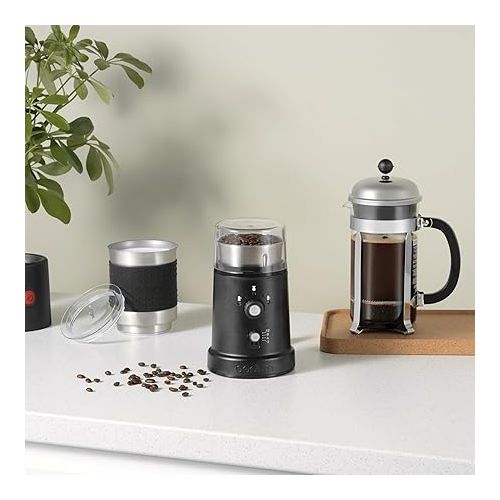  Bodum Bistro Electric Coffee Blade Grinder, Adjustable, 5 Grind Settings, 3 Ounces, Black