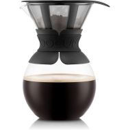 Bodum 34 oz Pour Over Coffee Maker, High-Heat Borosilicate Glass with Reusable Stainless Steel Filter and Black Band - Made in Portugal