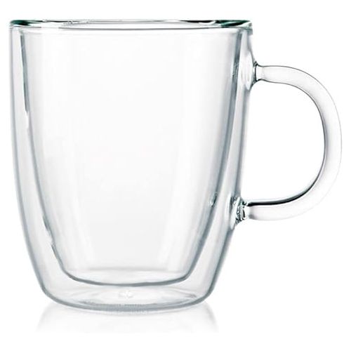  Bodum 10oz Bistro Double Wall Insulated Mug, High-Heat Borosilicate Glass, Set of 6, Clear