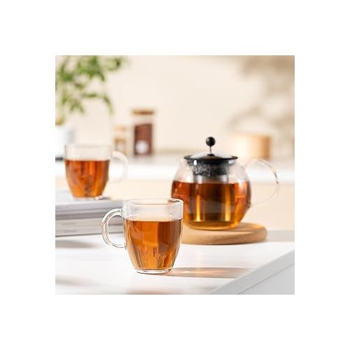  Bodum 12 oz Bistro Coffee Mug Single-Wall High Heat Borosilicate Glasses, 2 Pack, Clear