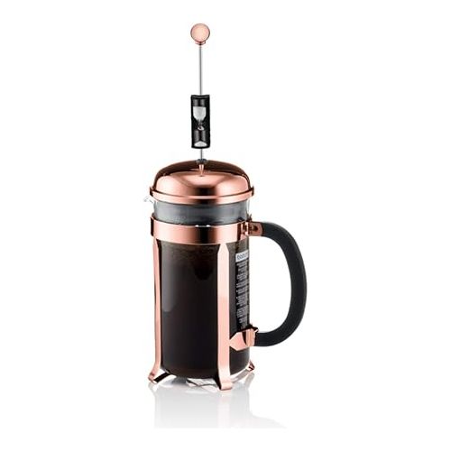  Bodum 34oz Chambord French Press Coffee Maker, High-Heat Borosilicate Glass, Stainless Steel, Copper - Made in Portugal