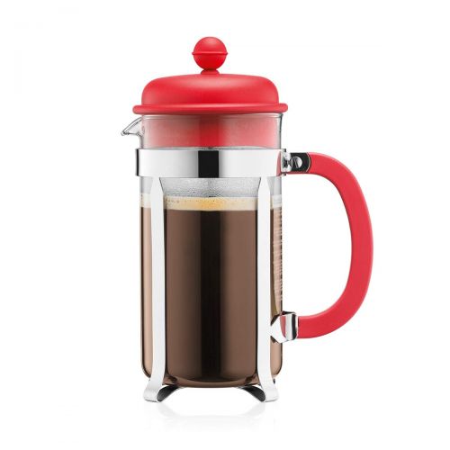 Bodum CAFFETTIERA Kaffeebereiter (French Press System, Permanent Edelstahlfilter, 1,0 liters) rot