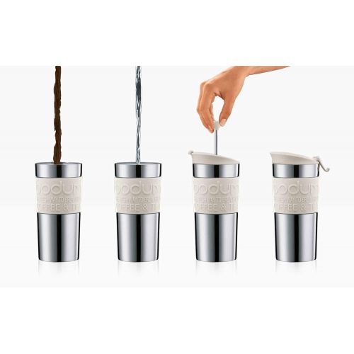  Bodum TRAVEL PRESS Kaffeebereiter (French Press System, Doppelwandig, 0,35 liters) cremefarben