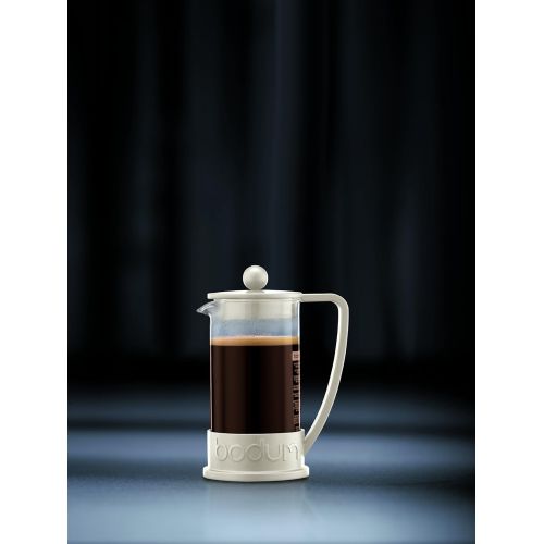  Bodum BRAZIL Kaffeebereiter (French Press System, Permanent Edelstahl-Filter, 1,0 liters) cremefarben