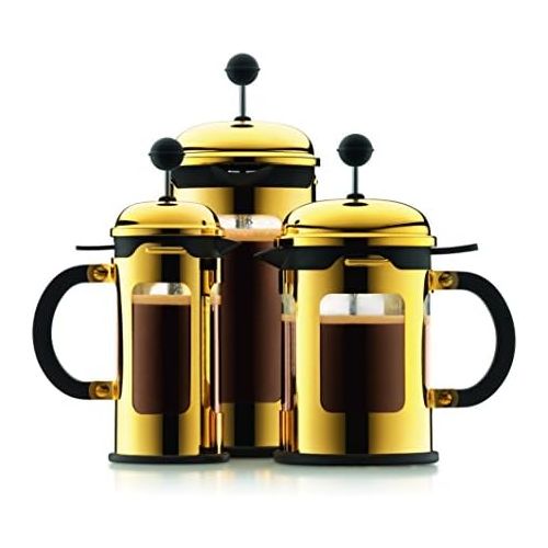  Bodum New Chambord Kaffeebereiter 8 Tassen, Chrom, Gold, 10.7 x 17.5 x 25 cm