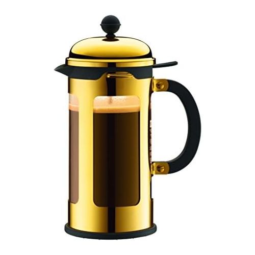  Bodum New Chambord Kaffeebereiter 8 Tassen, Chrom, Gold, 10.7 x 17.5 x 25 cm