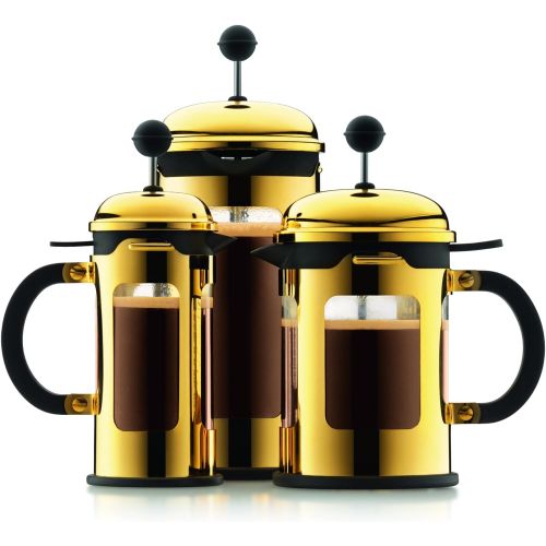  Bodum New Chambord Kaffeebereiter 8 Tassen, Chrom, Gold, 10.7 x 17.5 x 25 cm