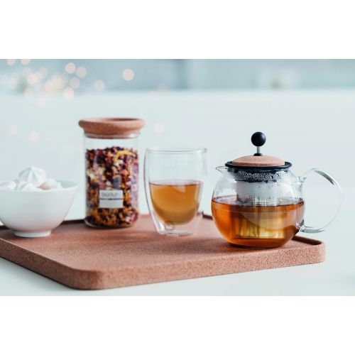  Bodum Assam Tea Press with Stainless Steel Infuser, Glass, Clear/Cork, 15cm